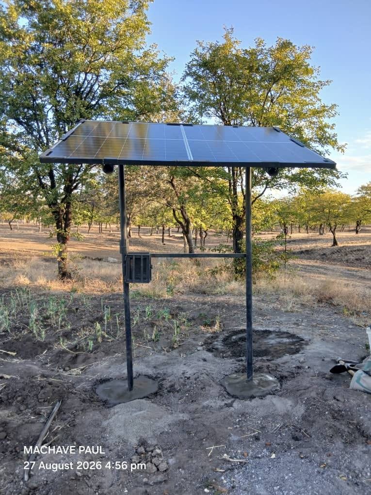 Solar panel on a stand at a pump site