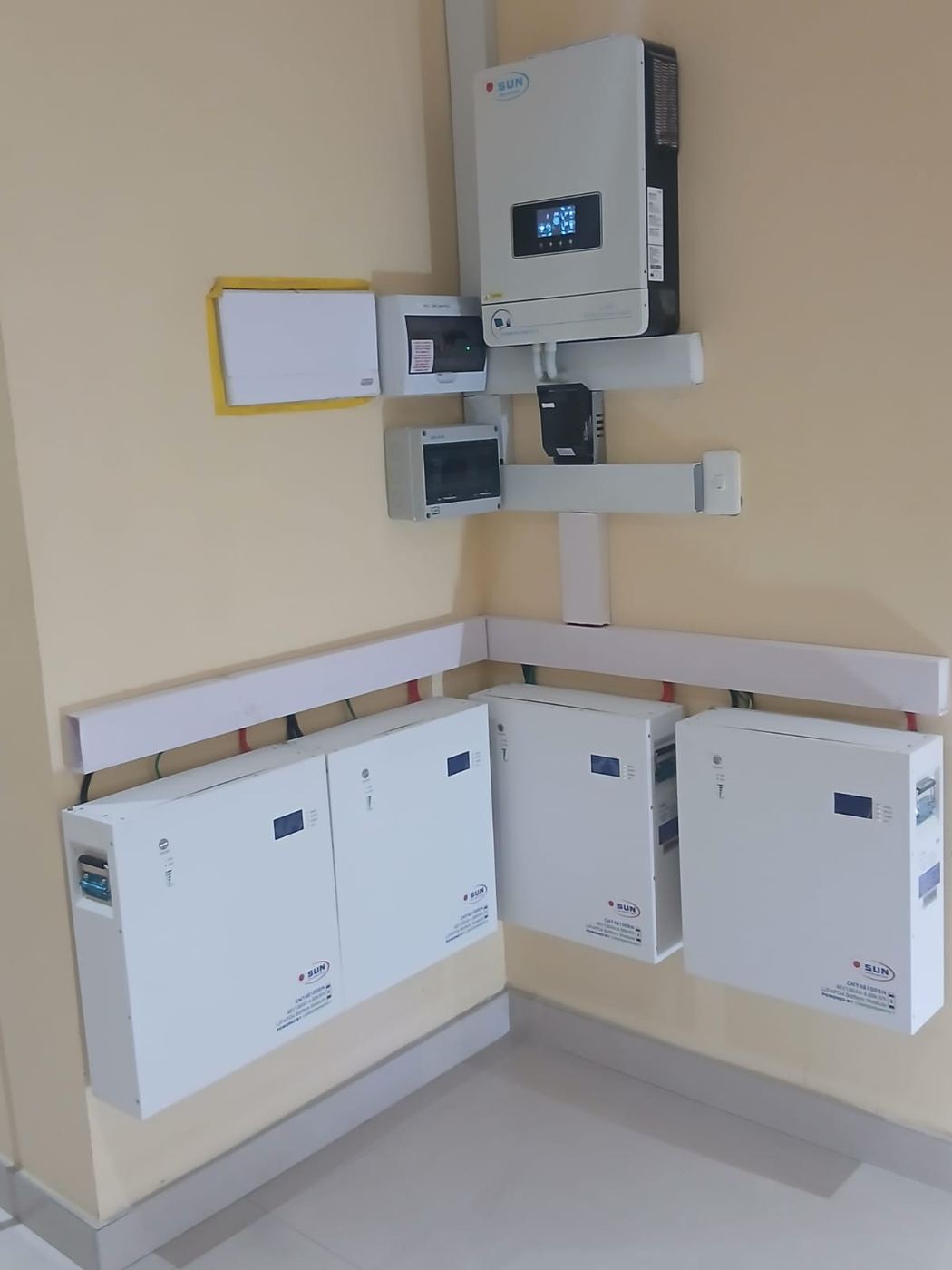 Hybrid inverter with wall-mounted batteries