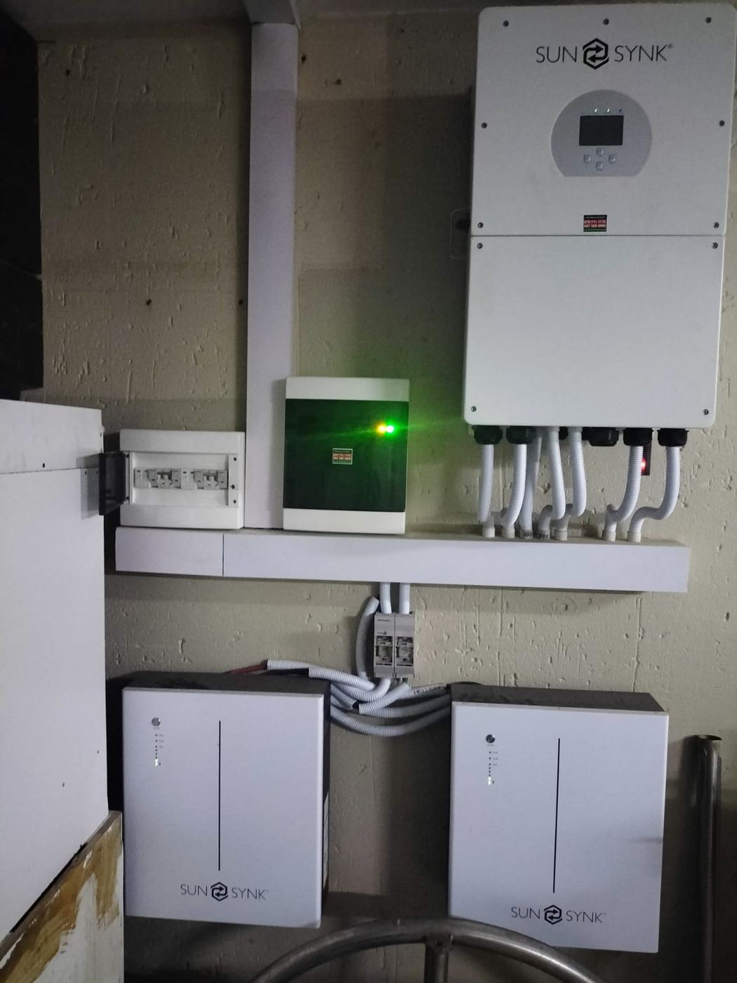 Inverter with batteries and distribution board